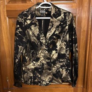 Berek Black and Gold Abstract Blazer